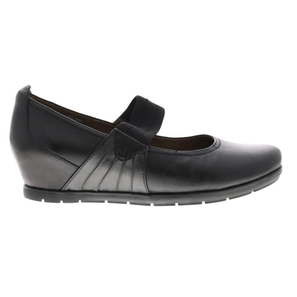 Earthies Zeeland Black Leather Slip-on Hidden Wedge Mary-Jane Black Size 7